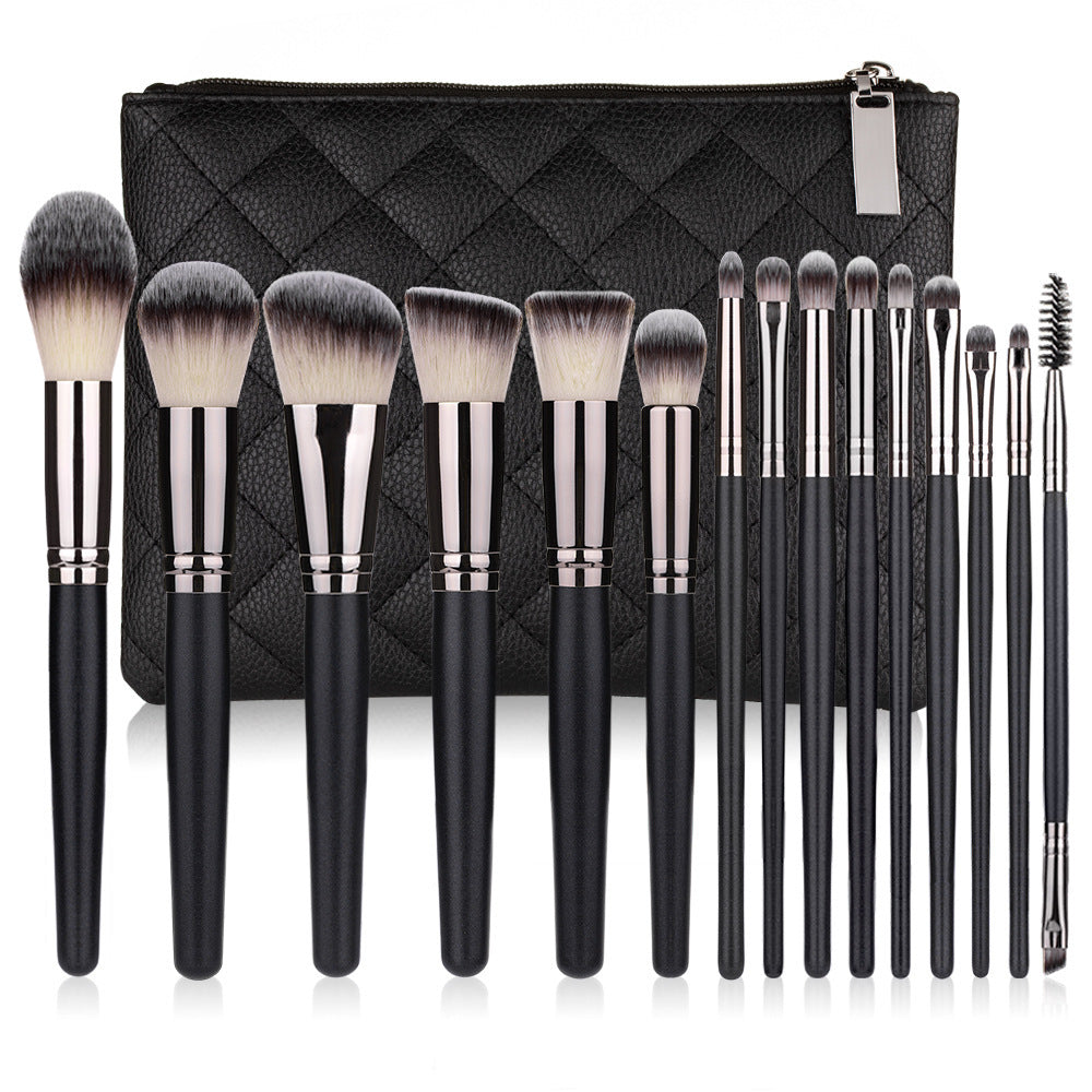 Complete 15-Piece Makeup Brush Set - Black