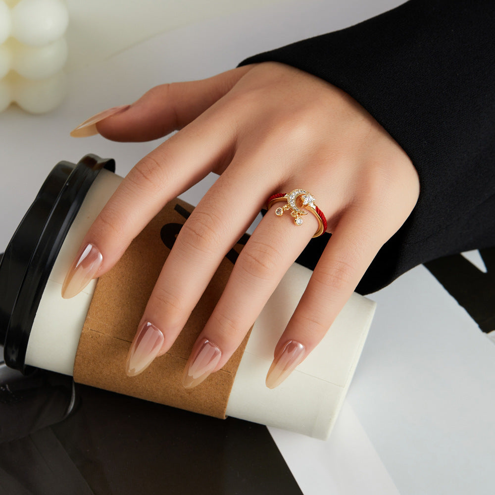 Star and Moon Open Ring - Adjustable