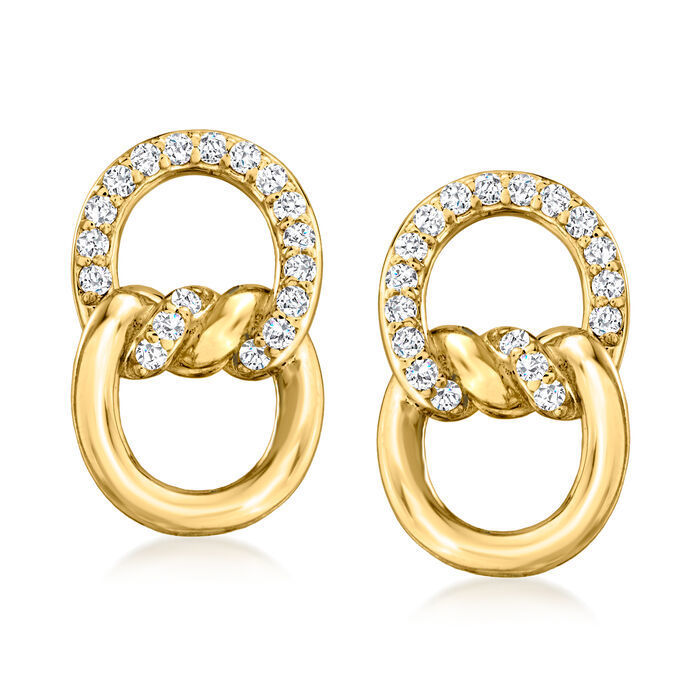 18K Gold Micro Zircon Double D Ring Earrings
