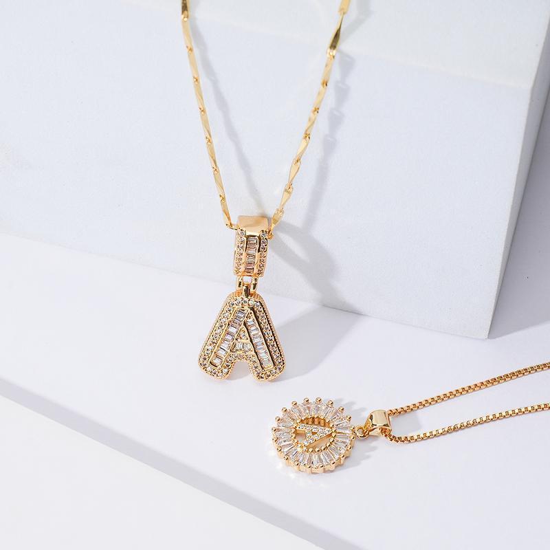 Crystal Letter Necklace - Double Chain