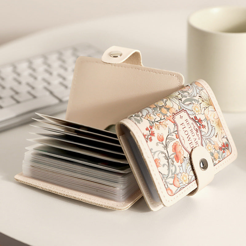Retro Floral Oil Painting Card Holder
