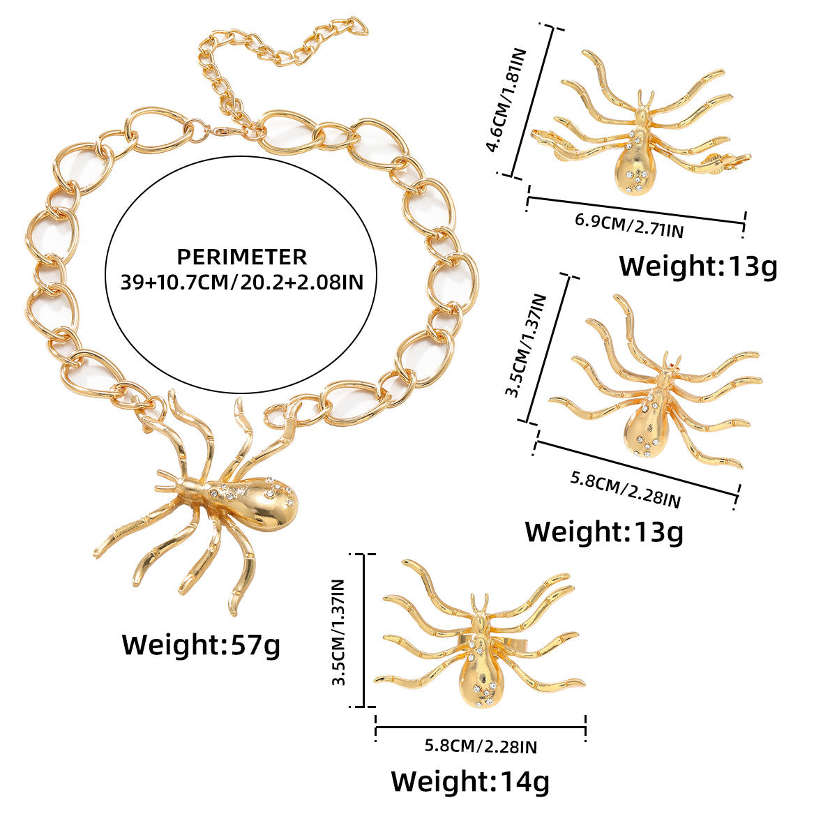 Bold Gold Spider Pendant Necklace