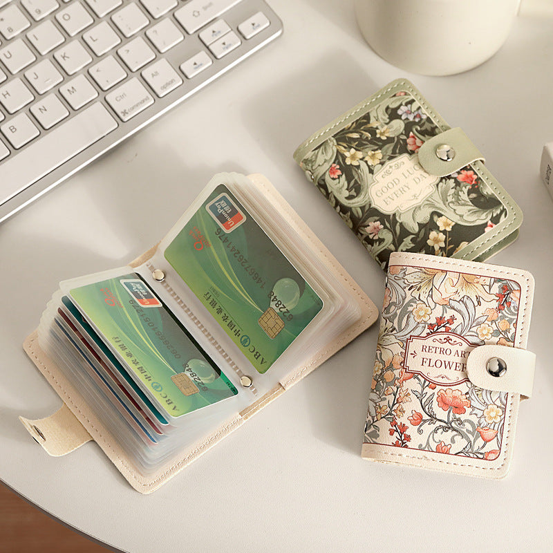 Retro Floral Oil Painting Card Holder