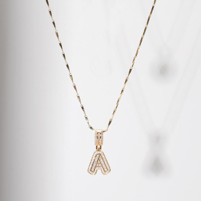 Crystal Letter Necklace - Double Chain