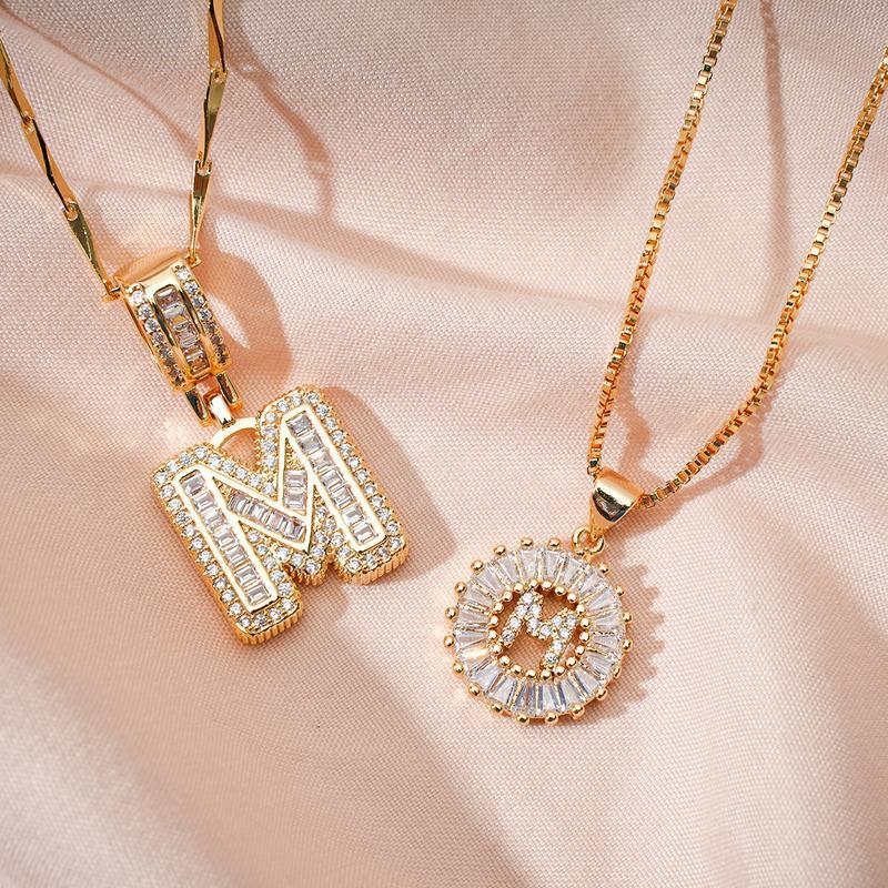 Crystal Letter Necklace - Double Chain