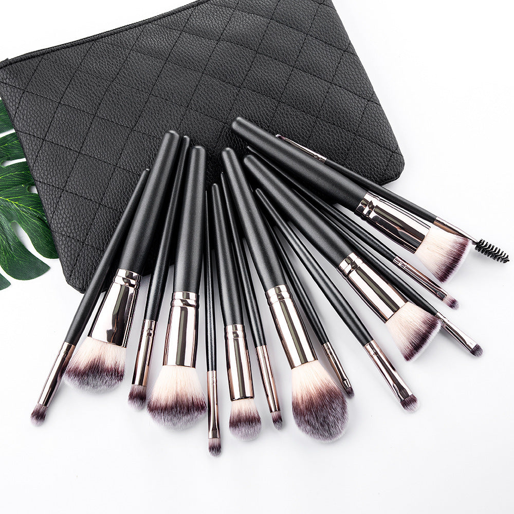 Complete 15-Piece Makeup Brush Set - Black