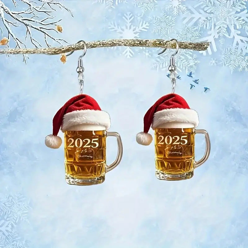 Festive Beer Stein Earrings - Acrylic Jewelry