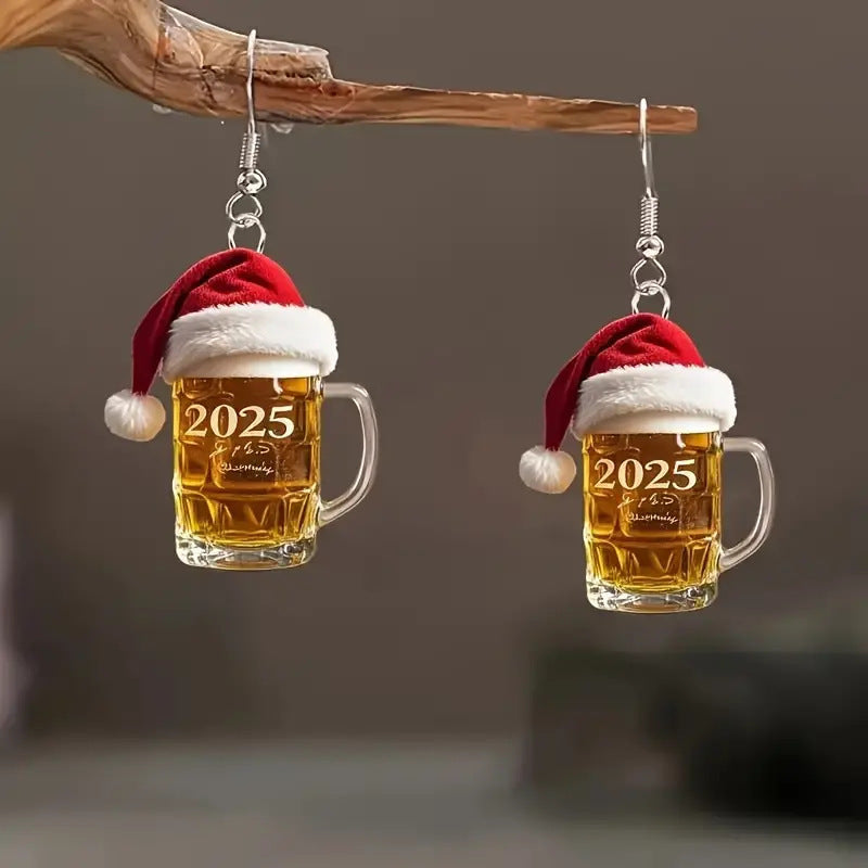 Festive Beer Stein Earrings - Acrylic Jewelry