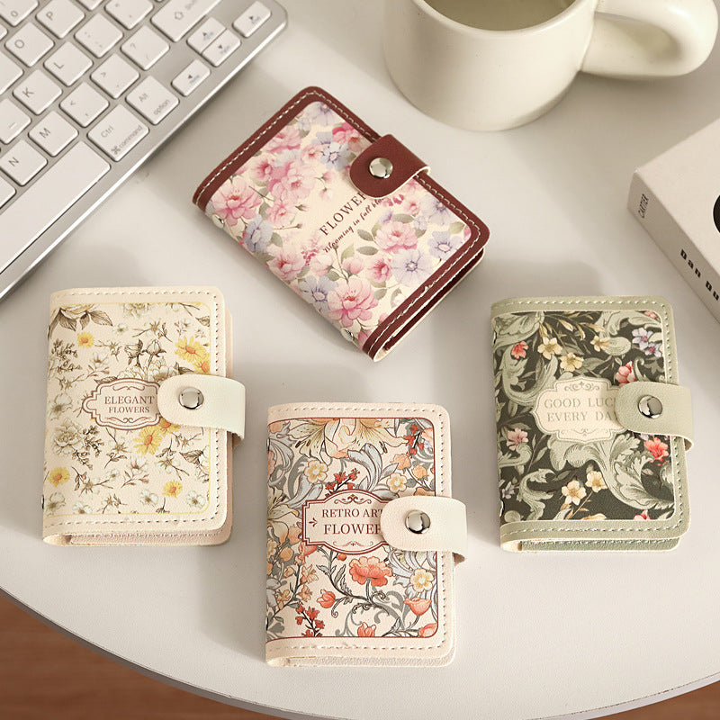 Retro Floral Oil Painting Card Holder