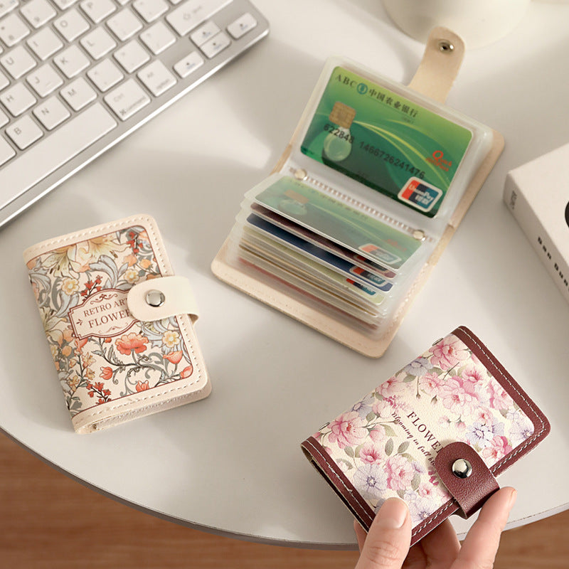 Retro Floral Oil Painting Card Holder
