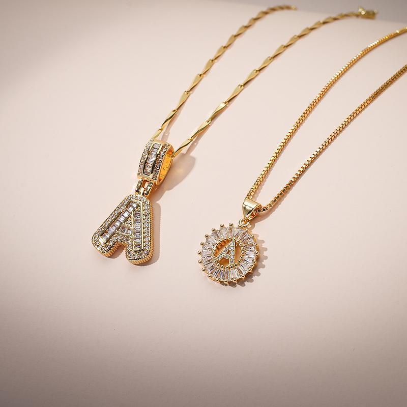 Crystal Letter Necklace - Double Chain