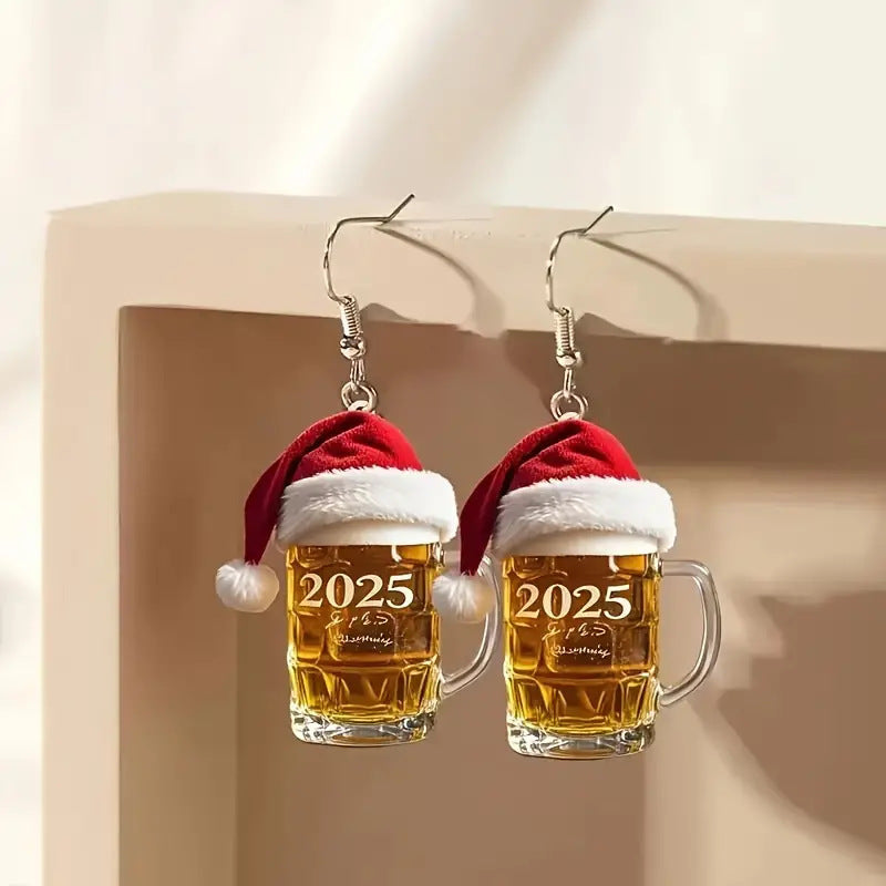 Festive Beer Stein Earrings - Acrylic Jewelry