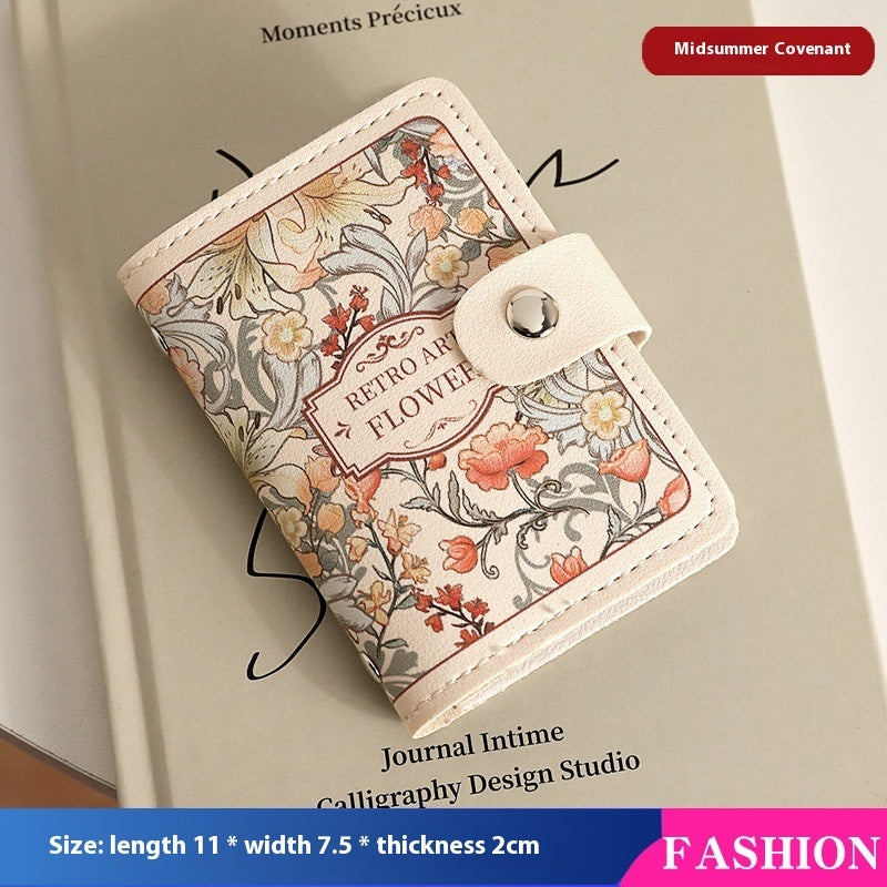 Retro Floral Oil Painting Card Holder