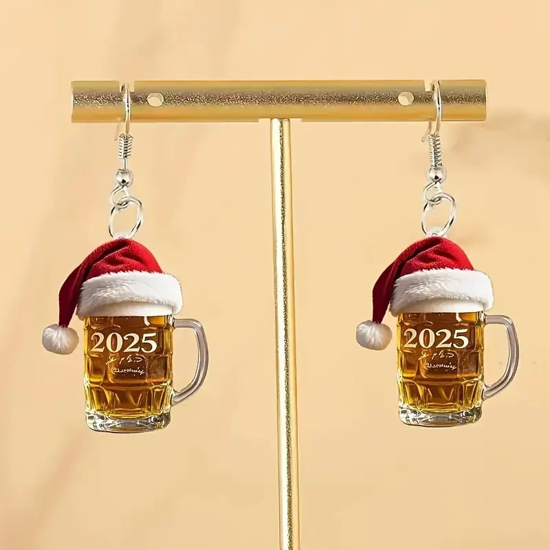 2025 Christmas Beer Steins Acrylic Earrings