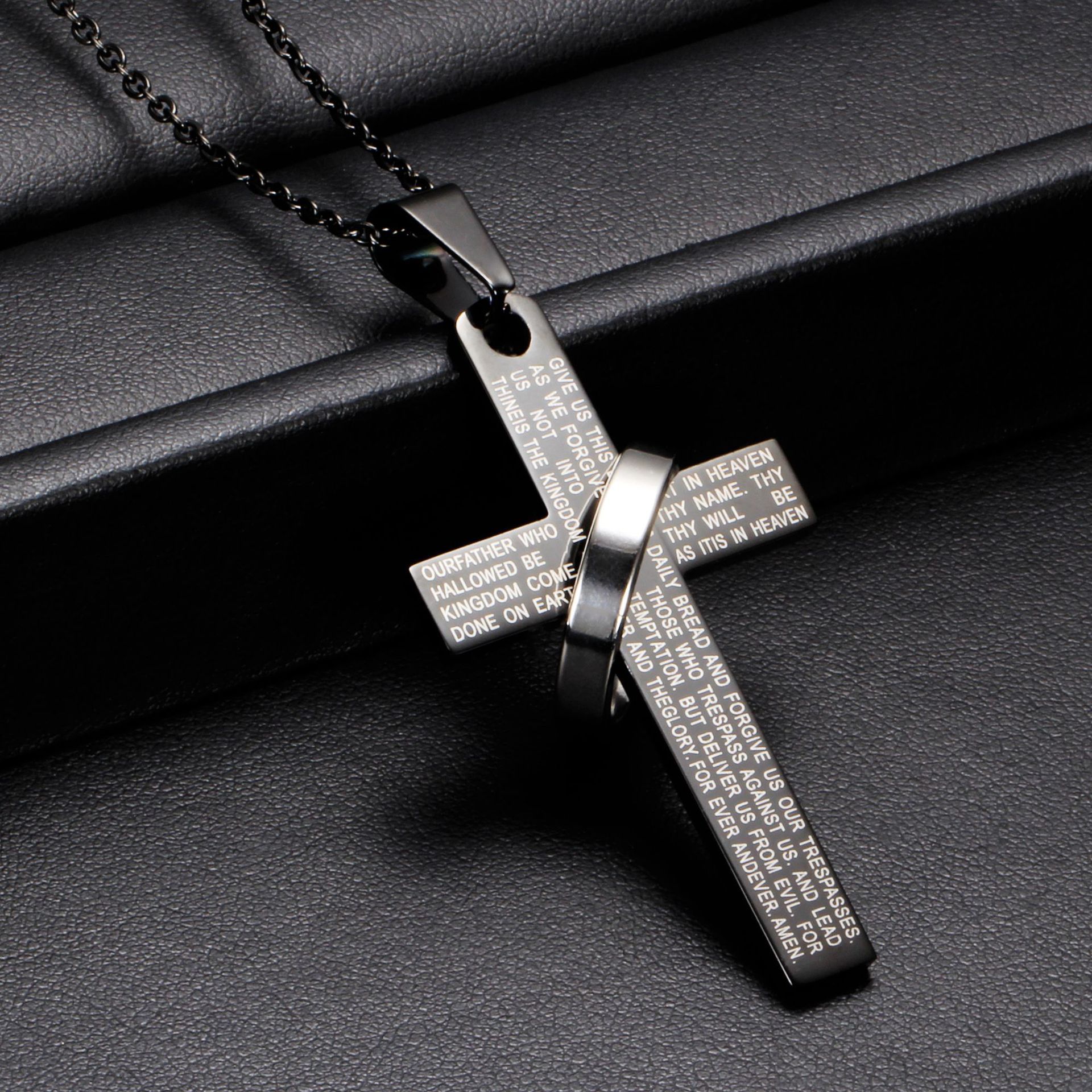 Cross Ring Necklace Stainless Steel