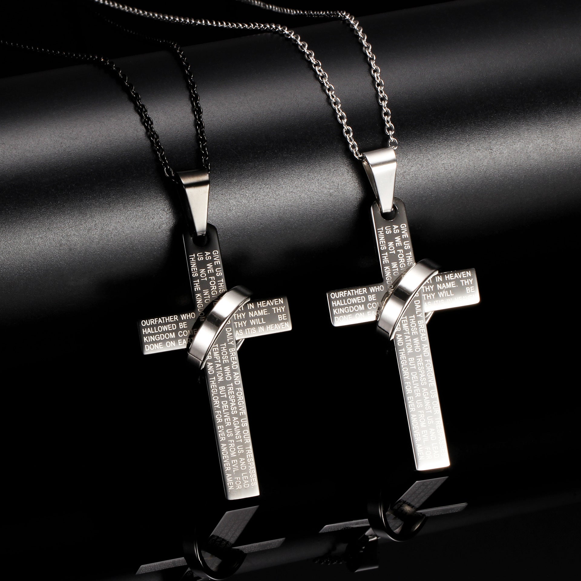 Cross Ring Necklace Stainless Steel