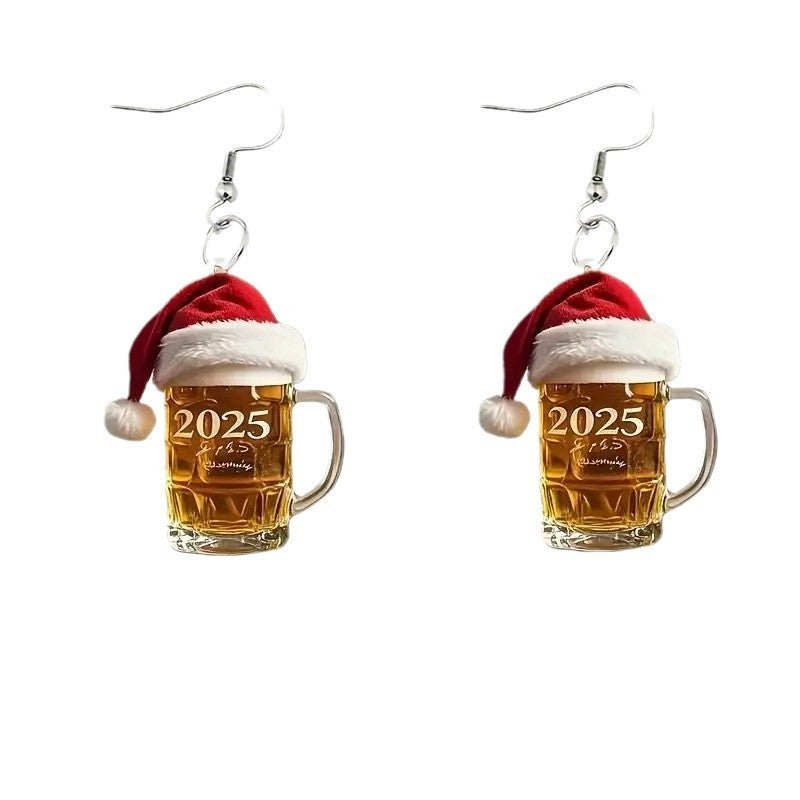 2025 Christmas Beer Steins Acrylic Earrings